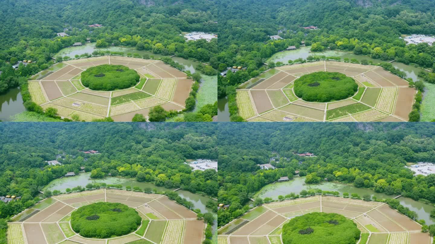 杭州西湖八卦田航拍实景