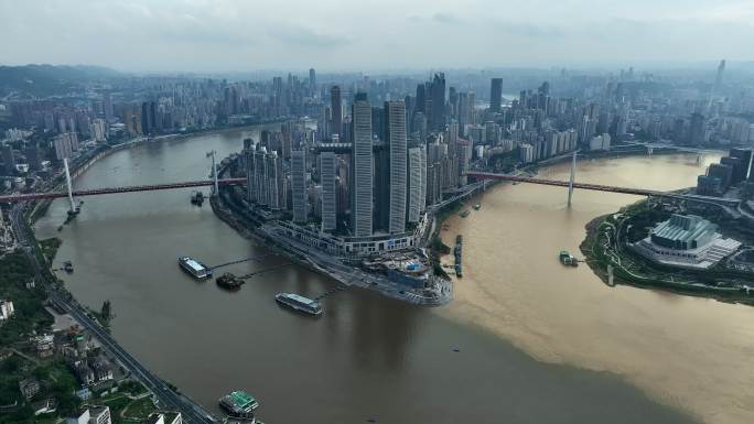 重庆两江交汇鸳鸯锅航拍13