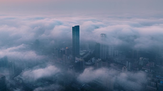 南京新街口穿云平流雾延时