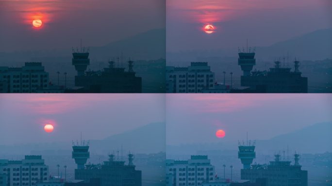 大连机场日落