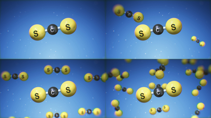 四组二硫化碳分子动画（视频素材）