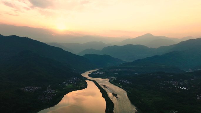 都江堰-夕阳-航拍延时摄影