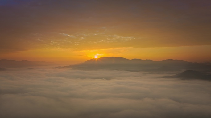 朝霞日出云海延时