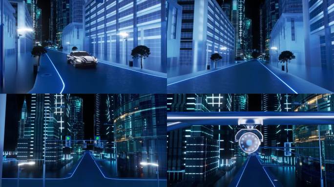 1C4D城市 街道 智慧城市虚拟科技城市