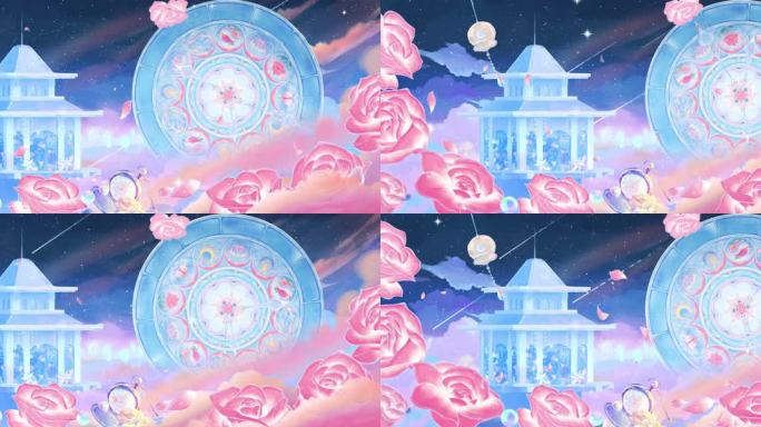 原创粉色浪漫时间玫瑰花LED大屏背景动画