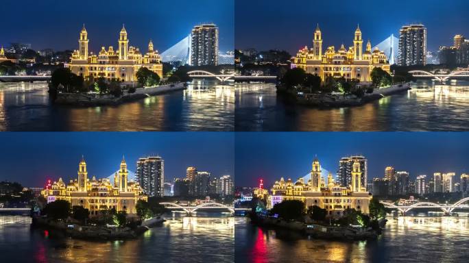 福州闽江中洲岛夜景4K