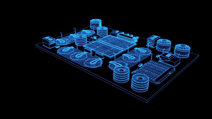 蓝色全息水厂素材带通道