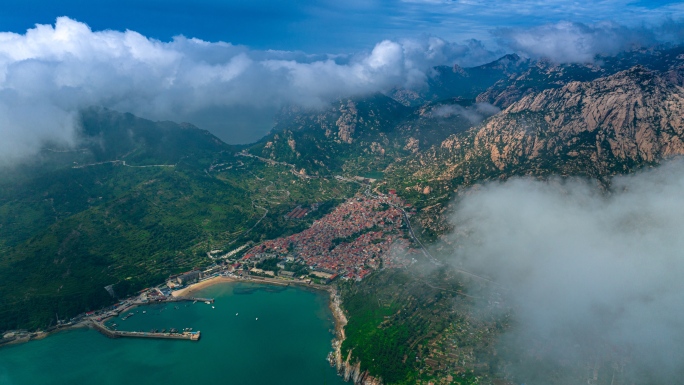 青岛崂山CBD航拍 浮山 崂山 青山渔村