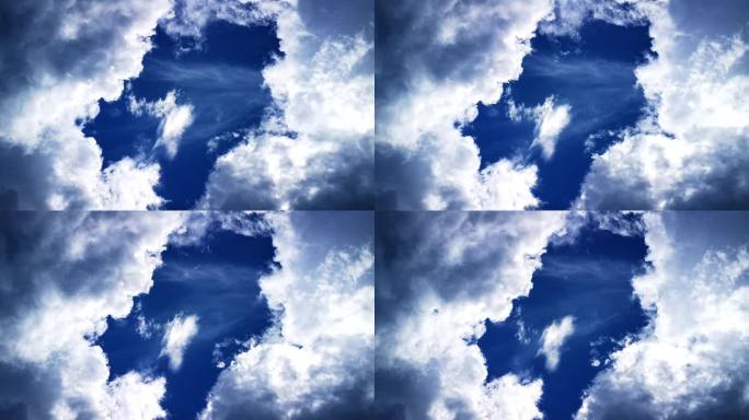 罕见蓝天映衬下的云卷云舒高清素材
