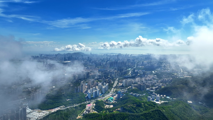 航拍南山大景 福田大景 龙华民治坂田穿云