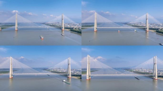 鳊鱼洲长江大桥航拍延时