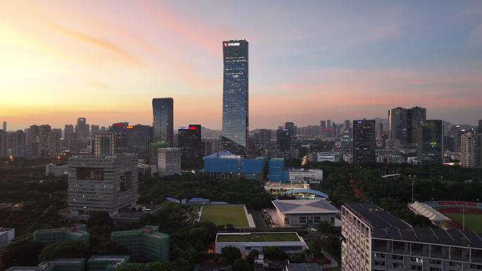 深圳南山区汉京金融中心夜景航拍