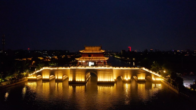 青浦水城门夜景航拍