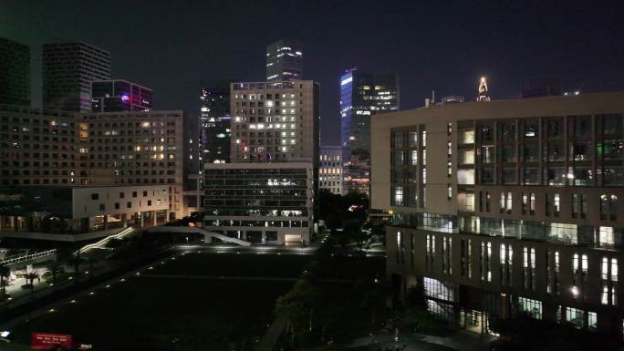 深圳南山区深圳大学夜景航拍