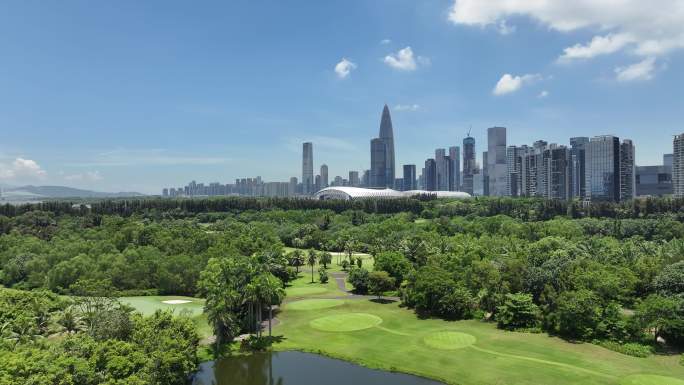 深圳南山区大沙河高尔夫球场航拍