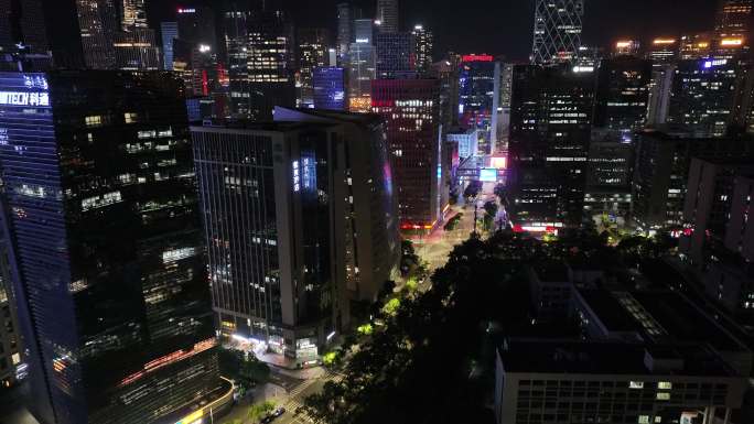 深圳南山区软件产业基地夜景航拍