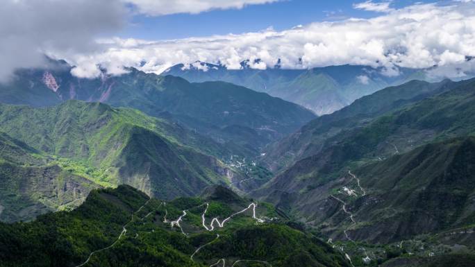 4K延时航拍雅安牛背山盘山公路