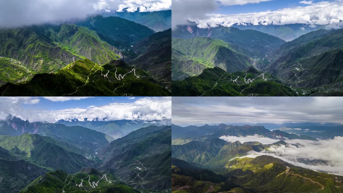 4K延时航拍雅安牛背山盘山公路