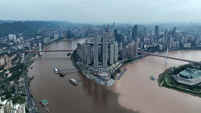 重庆两江交汇鸳鸯锅航拍17