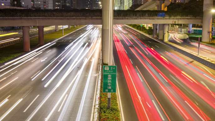 晚上深圳福田车水马龙活力城市