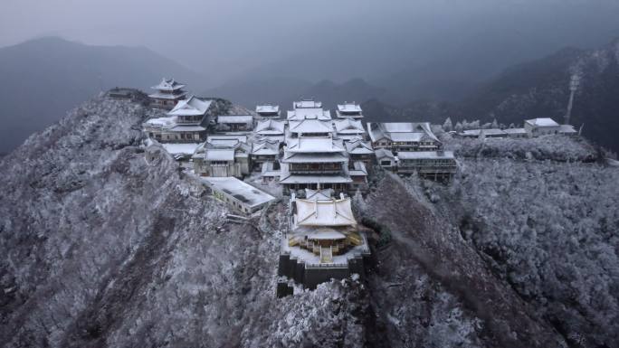 湖北随州冬季大洪山航拍