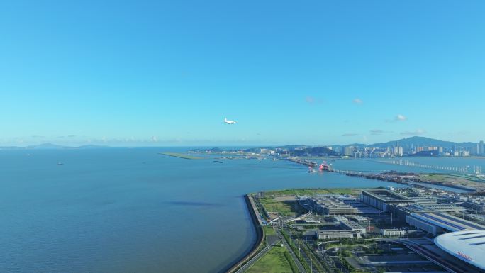 4K飞机飞过港珠澳大桥蜿蜒海上巨龙航拍