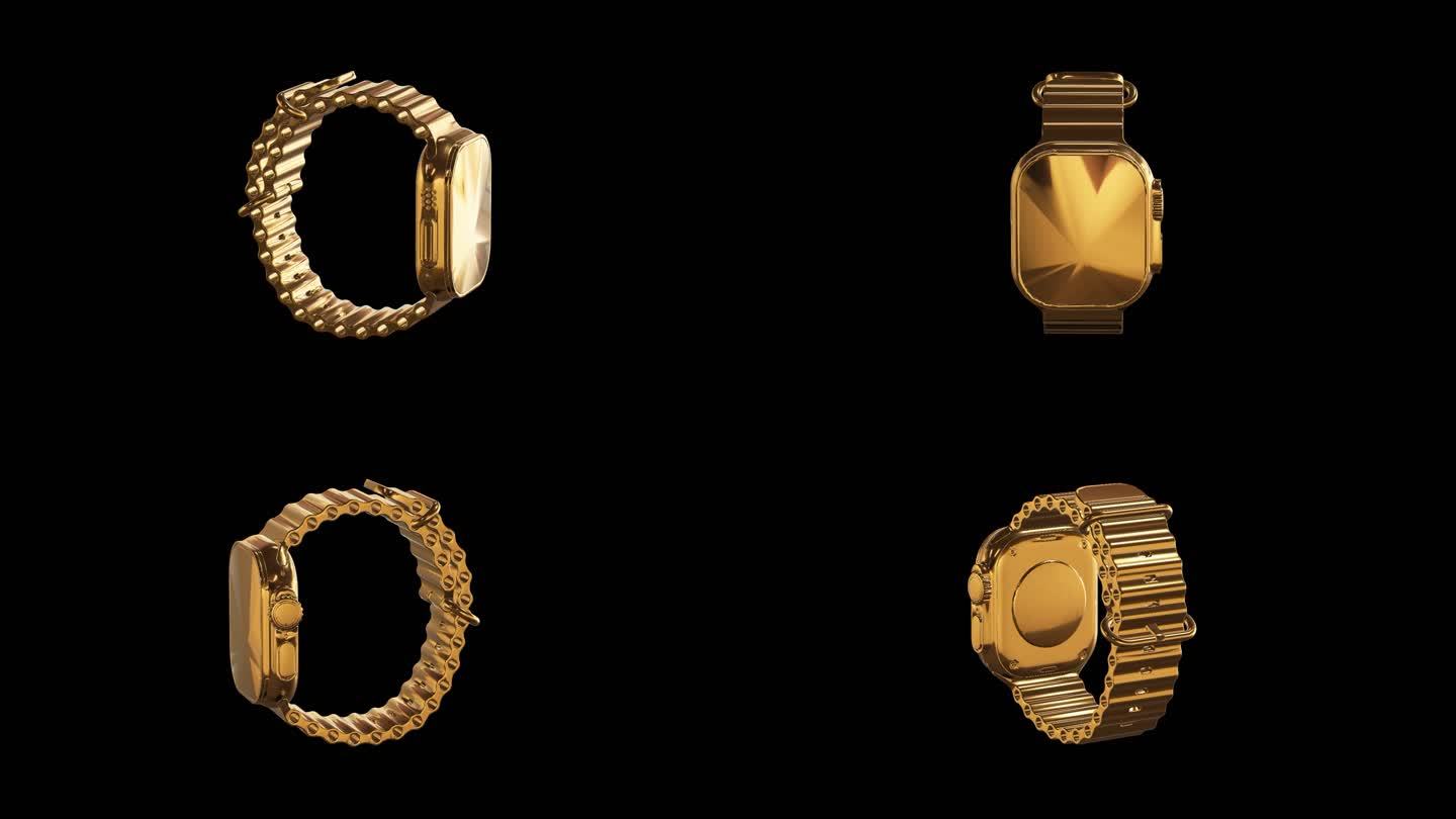 苹果手表黄金版效果展示通道素材
