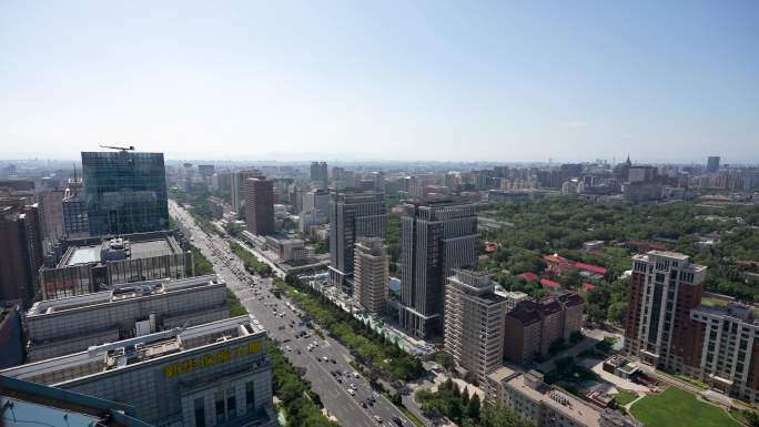 4K实拍北京东二环鸟瞰城市街景建国门外