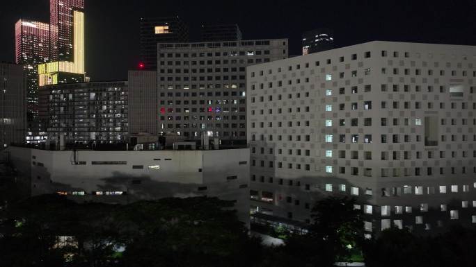 深圳南山区深圳大学夜景航拍