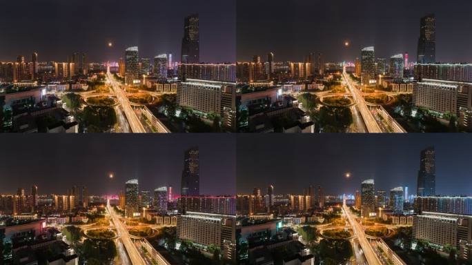 武汉长江二桥商务区夜景延时