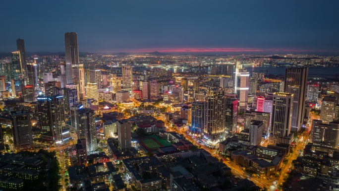 大连城市夜景航拍延时