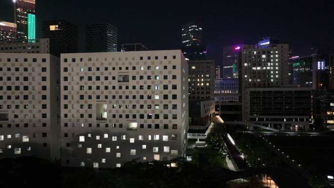 深圳南山区深圳大学夜景航拍