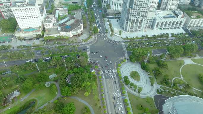 海南海口城市道路十字路口航拍01