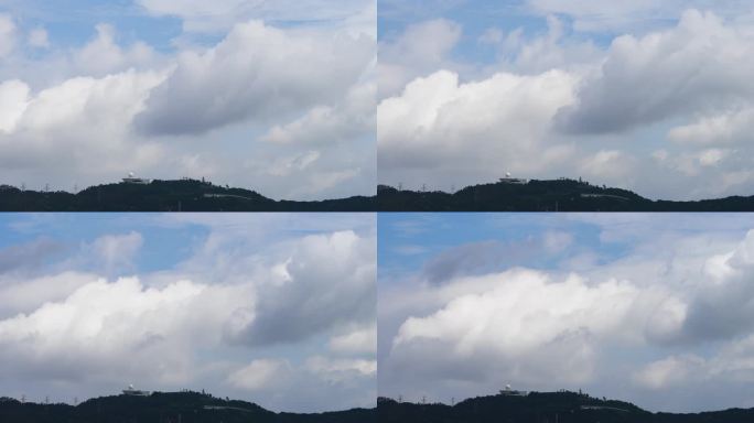 蓝天白云下的天语舟气象公园