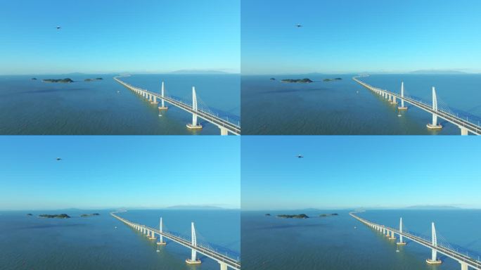 4K飞机经过港珠澳大桥航拍