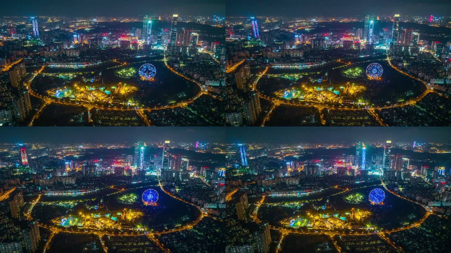 南宁凤岭儿童公园夜景航拍延时视频