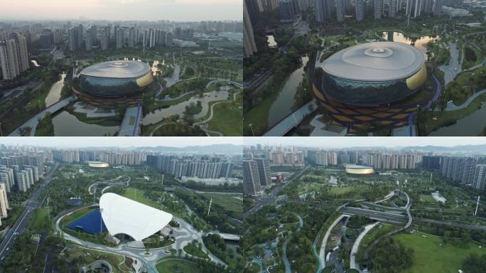 杭州 航拍 拱墅运河亚运体育馆全媒体中心