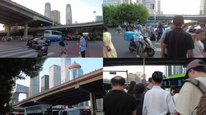 北京长安街下班回家晚高峰打拼北漂骑行傍晚