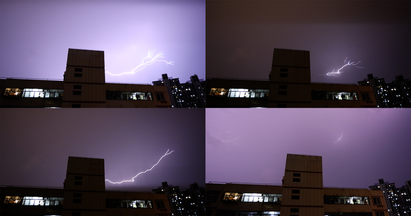 雨季城市夜空中的闪电