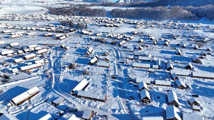 4K航拍禾木村雪景