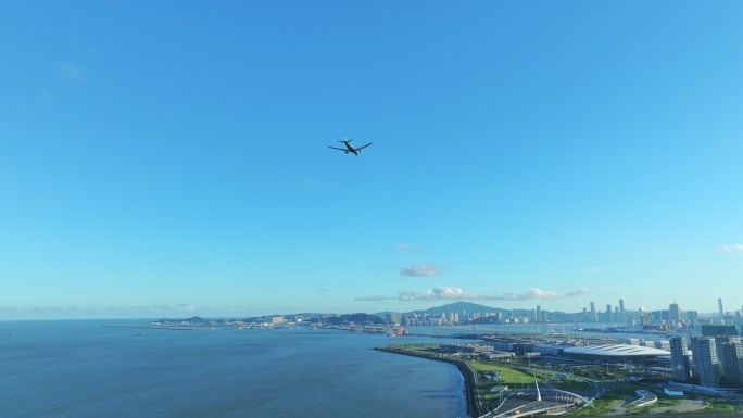 4K飞机经过港珠澳大桥航拍