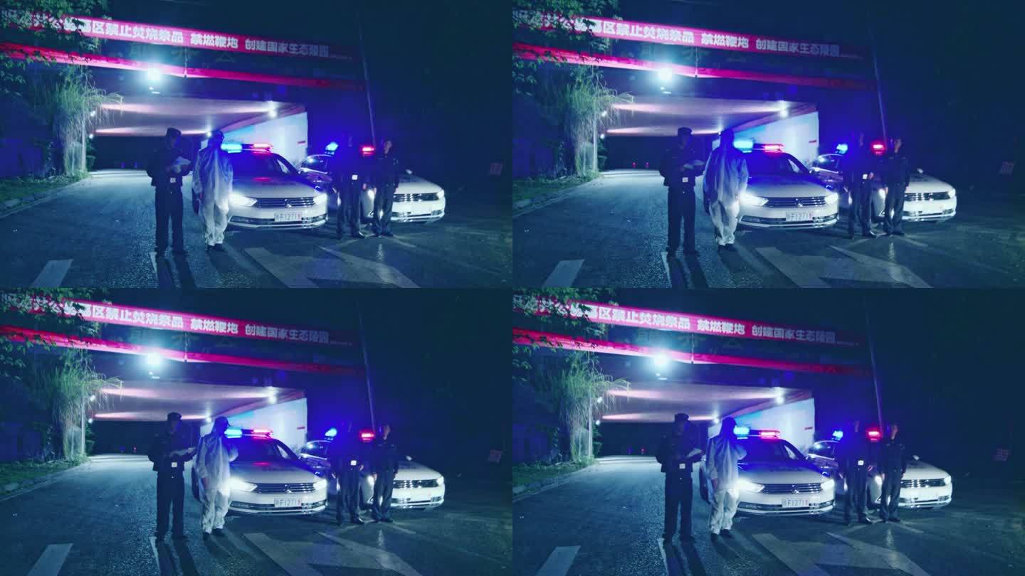 【4K】民警夜晚执勤排查车辆