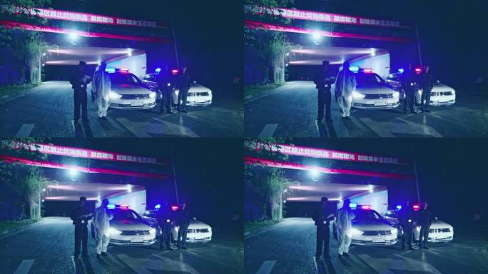 【4K】民警夜晚执勤排查车辆