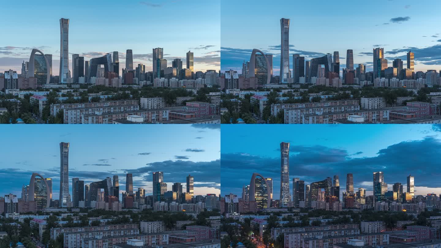 北京CBD日转夜国贸日转夜延时摄影