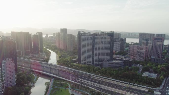 杭州 航拍 滨江 浙二医院 4K