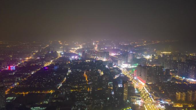 安徽蚌埠城市夜景灯光航拍延时