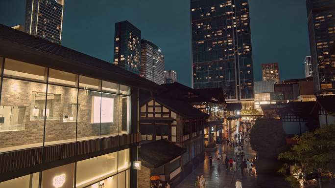 成都太古里夜景实拍素材