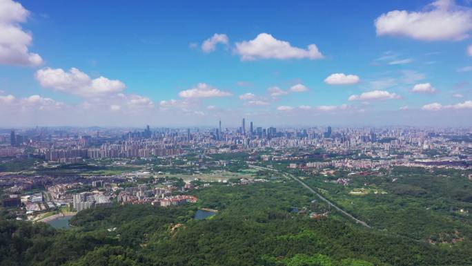 天河区蓝天白云震撼城市航拍