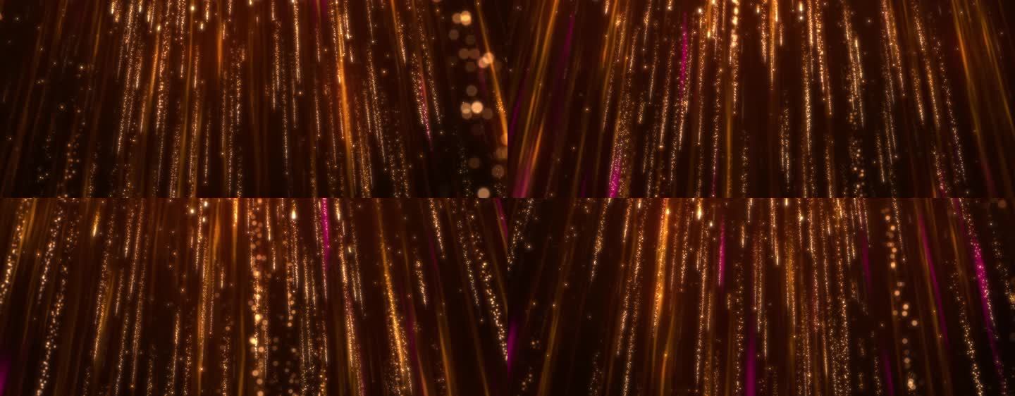 4K宽屏金色粒子流星雨舞台背景-无缝循环