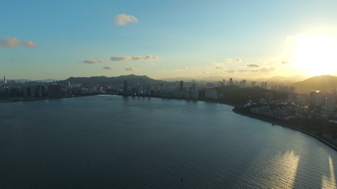4K珠海香洲区海岸线航拍
